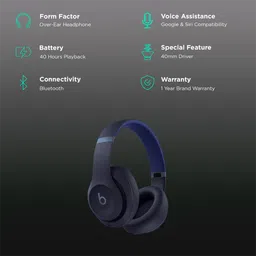 beats Studio Pro Bluetooth Headphone with Mic (Active Noise Cancellation, Over Ear, Navy) image 2
