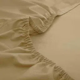 maspar Yellow Solid 200 TC Cotton Double Bed Fitted Sheet with 2 Pillow Case 24 Collection-picture-4