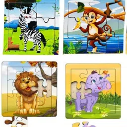 Animal Wooden Slat Assembly Shape Puzzle Toy Wooden Cartoon Animals Toys-31