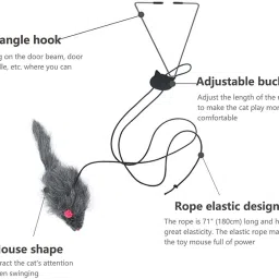 patpat Hanging Interactive Cat Teaser Toys Elastic Rope Hanging for Indoor Activities Polyester Plush Toy, Fetch Toy For Cat image 5