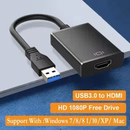 microware HDMI Adapter, Laptop Mini PC HD Monitor Smart LED TV Second Display Adapter USB 3.0 to HDMI Adapter, Laptop Mini PC HD Monitor Smart LED TV Second Display Adapter Compatible for Dell, HP, ThinkPad, Surface (Windows 7 8 10) HDMI Connector image 2