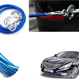 4M Long Super Strong Emergency Heavy Duty Car Tow Cable 5 Ton Towing Strap Rope with Dual Forged Hooks (Color Blue) (8mm x 4 m) For Sonata Fluidic 4 m Towing Cable-image-82