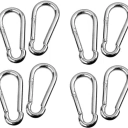 Stainless Steel Spring Snap Hook Carabiner (Silver) PACK OF 8 Locking Carabiner-image-89