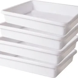 Wonder Plastic Exel Small Plastic Tray for Home/Kitchen/Office, Set of 4, 2 Ltr, White Color, Made in India Tray-image-95