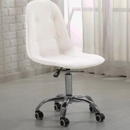 Charles Jacobs Office Swivel Chair with Adjustable Height Button in White Color Leatherette Office Conference Chair-25