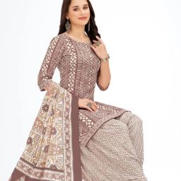 Unstitched Crepe Salwar Suit Material Floral Print-image-3