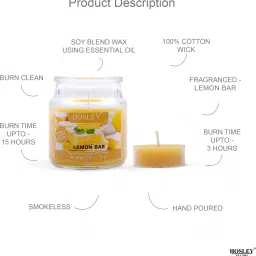 hosley Lemon Bar Fragrance Jar with Scented Tealights|Burn Time 15 Hours Candle image 4