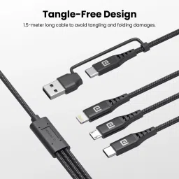 Portronics Type C 2 A 1.5 m Konnect J9 3-in-1 (Type C + 8Pin + Micro USB) image 5