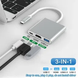 kipek TV-out Cable High-Speed 3-in-1 Type C to HDMI/USB/C Type Port Adapter-18