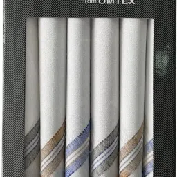 PASSION FROM OMTEX 100% Cotton Premium Collection Handkerchiefs Hanky for Men, Set of 6 ["WHITE WITH COLORED BORDER"] Handkerchief-image-12