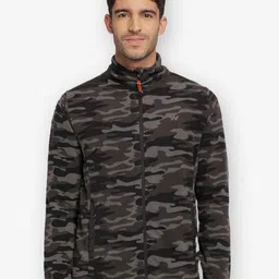 Wildcraft Men Black Grey Camouflage Fleece Water Resistant Outdoor Tailored Jacket-image-42