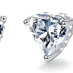 92.5 Silver Plated Heart Soli Solitaire Earring Set Zircon Silver Stud Earring-image-54