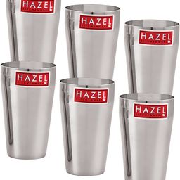 hazel (Pack of 6) Stainless Steel Plain Traditional Jumbo Water Lassi Glass Glass Water/Juice Glass-picture-35