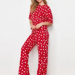 Trendyol Conversational Printed Pure Cotton Night Suit-picture-16