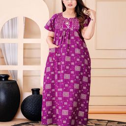 MAYA PRINT Embroidered Maxi Nightdress-image-92