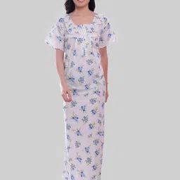 CIERGE Floral Printed Pure Cotton Maxi Nightdress-picture-37