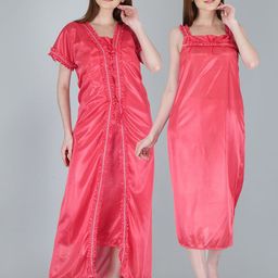 Be You Women Peach-Coloured Maxi Nightdress With Robe-picture-16