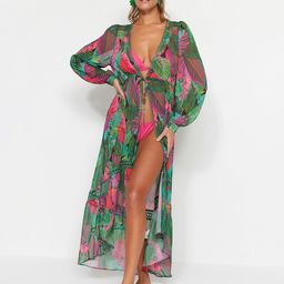 Trendyol Abstract Printed Swimwear Cover Up Top-image-42