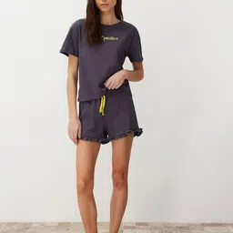 Trendyol Typography Printed Pure Cotton Night suit-image-80