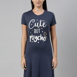 TWIN BIRDS Women Blue Printed Pure Cotton Nightdress-image-48