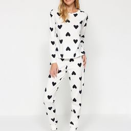 Trendyol Conversational Printed Pure Cotton Night Suit-image-45