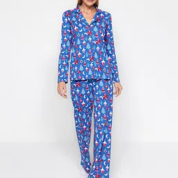 Trendyol Conversational Printed Pure Cotton Night Suit-image-52