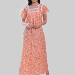 CIERGE Floral Printed Pure Cotton Maxi Nightdress-picture-36