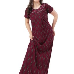 Soulemo Floral Printed Pure Cotton Maxi Nightdress-image-94