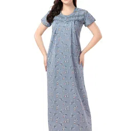 Soulemo Floral Printed Maxi Pure Cotton Nightdress-picture-30