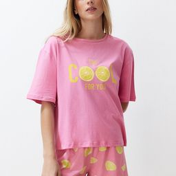 Trendyol Conversational Printed Pure Cotton Night suit-18