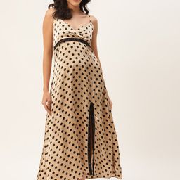 Ms.Lingies V Neck Polka Dots Printed Satin Nightdress-image-94