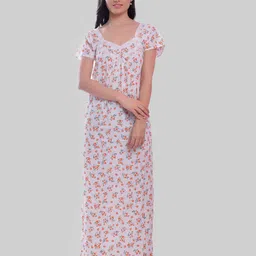 CIERGE Floral Printed Pure Cotton Maxi Nightdress-picture-38