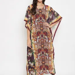 The Kaftan Company Printed Maxi Nightdress With Slip-picture-0
