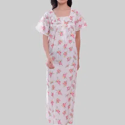 CIERGE Floral Printed Pure Cotton Maxi Nightdress-picture-43
