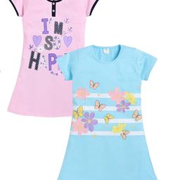 Todd N Teen Girls Pack Of 2 Printed Cotton T-shirt Nightdress-picture-33