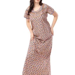 Soulemo Floral Printed Pure Cotton Maxi Nightdress-picture-38
