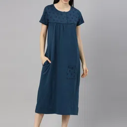 Kryptic Printed Pure Cotton Nightdress-image-12