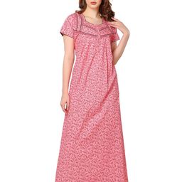 Soulemo Floral Printed Pure Cotton Maxi Nightdress-image-83