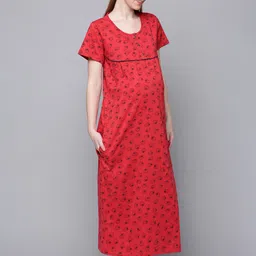 Kryptic Conversational Printed Pure Cotton Maternity Maxi Nightdress-picture-12