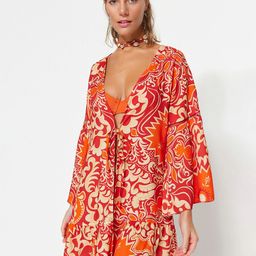 Trendyol Floral Printed Tie-Up Flared Shrug-23