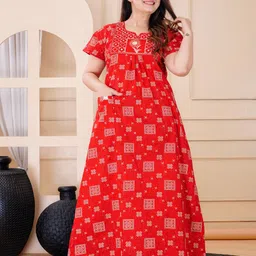 MAYA PRINT Ethnic Printed Pure Cotton Maxi Nightdress-image-29