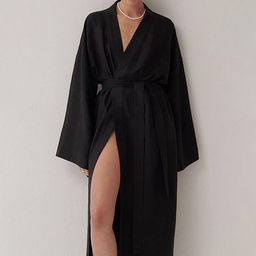 LULU & SKY Tie-waist Belt Pure Cotton Lounge Robe-image-24