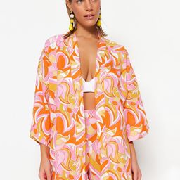 Trendyol Printed Long Sleeves Pure Cotton Robe-73