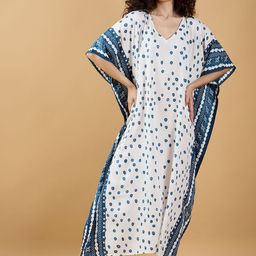 The Kaftan Company Geometric Printed V-Neck Maxi Kaftan Nightdress-picture-3