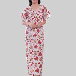 CIERGE Floral Printed Pure Cotton Maxi Nightdress-picture-49