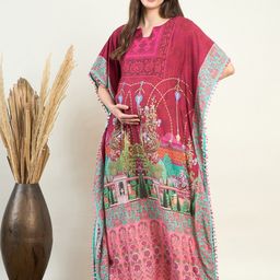 The Kaftan Company Ethnic Motifs Printed Maternity Kaftan Nightdress-image-2