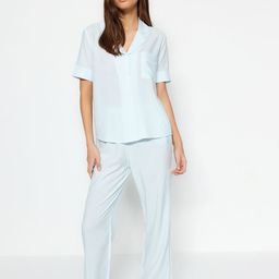 Trendyol Striped Notched Lapel Short Sleeves Collar Shirt & Pyjamas-image-97