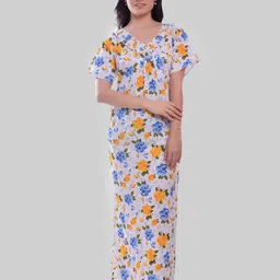 CIERGE Floral Printed Pure Cotton Maxi Nightdress-picture-45