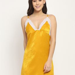 EROTISSCH Mustard & White Satin Baby Doll-image-38