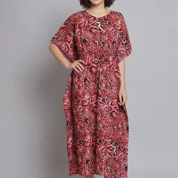 SEPHANI Animal Printed Pure Cotton Kaftan Maxi Nightdress-image-6